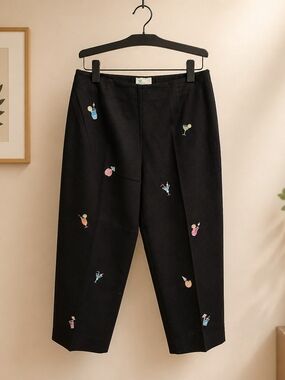 Bamboo Traders Black Cocktail Embroidered Pants